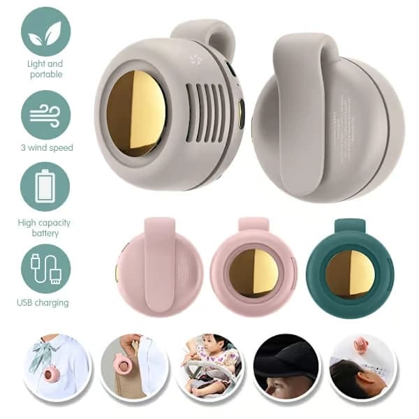 Bærbar Clip Køleventilator USB Genopladelig Mini Clip Ventilator Hals Talje Ventilator Justerbar Aircondition Ventilator (1 stk) White