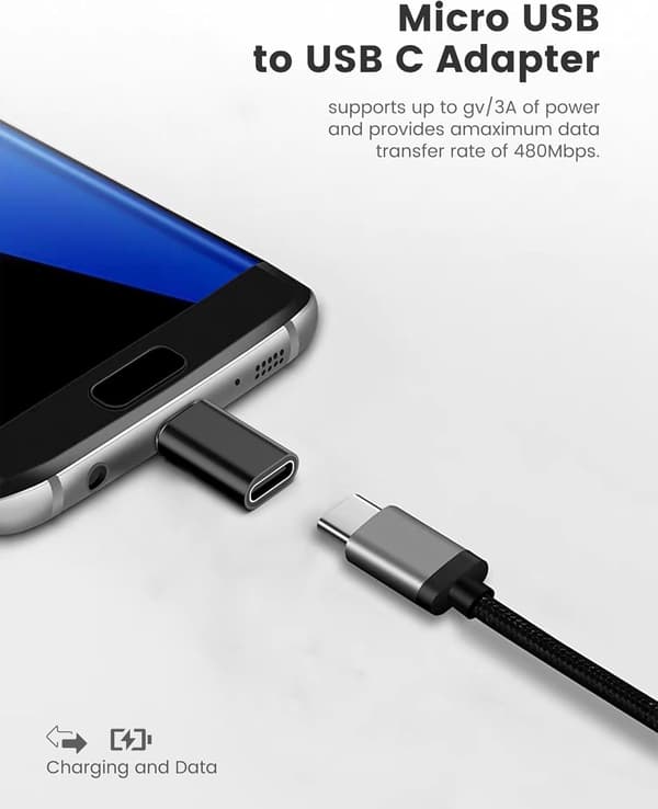 2-pakning USB-C til Micro USB-adaptere – USB-C hunn til Micro USB hann-omformere – USB-C til Micro USB-adaptere for telefoner og enheter