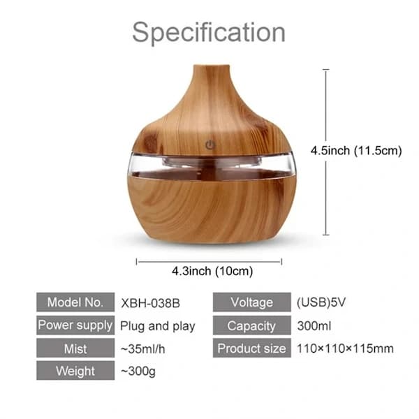 300 ml LED Aroma Diffuser, Aromaterapi Luftfuktare