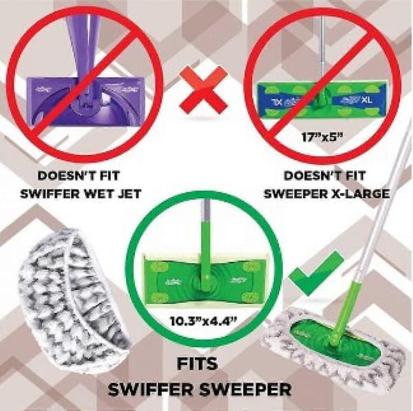 6 stk. Swiffer Sweeper fladmoppe til tør og våd brug, moppehoved-sæt