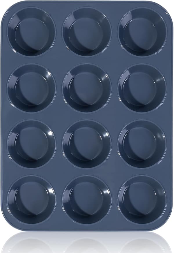 12-koppars muffinsform i silikon – Non-stick muffins- och cupcakeform – Bakform – 33 x 25 x 3 cm