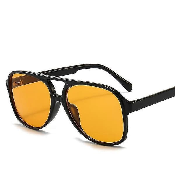 Retro 70'er unisex solbriller, klassisk oversized aviator-stil, UV400 beskyttelse, stilfulde orange linser.