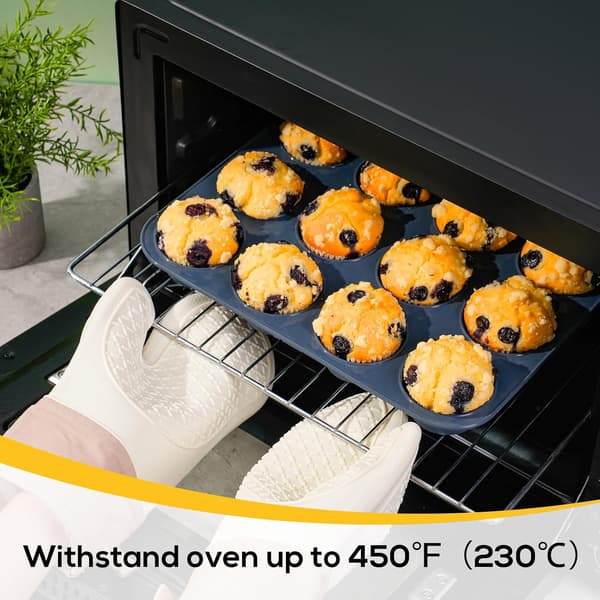 12-koppars muffinsform i silikon – Non-stick muffins- och cupcakeform – Bakform – 33 x 25 x 3 cm