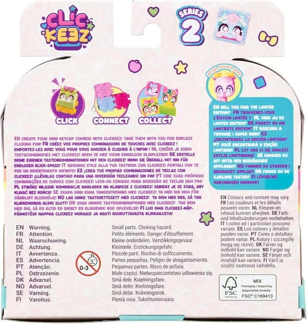 Goliath - CLICKEEZ Multipack Series 5 Söpöt avaimenperäpuristuslelut - Stressinpoistoavaimenperälelut - Sensoriset ASMR-efektilelut