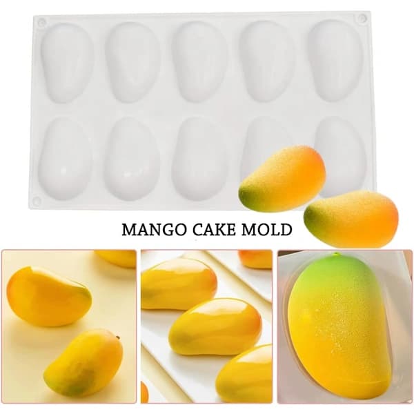 Silikoneform dessert silikone kageform 10 huller mango silikoneform til bagning fondantform frugtform