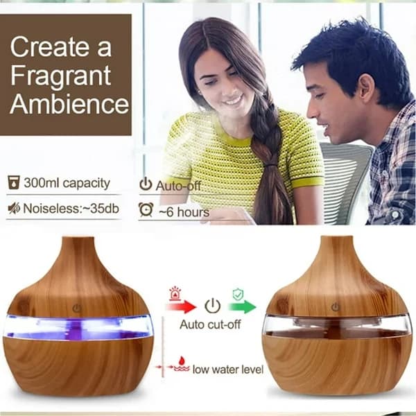 300 ml LED Aroma Diffuser, Aromaterapi Luftfuktare