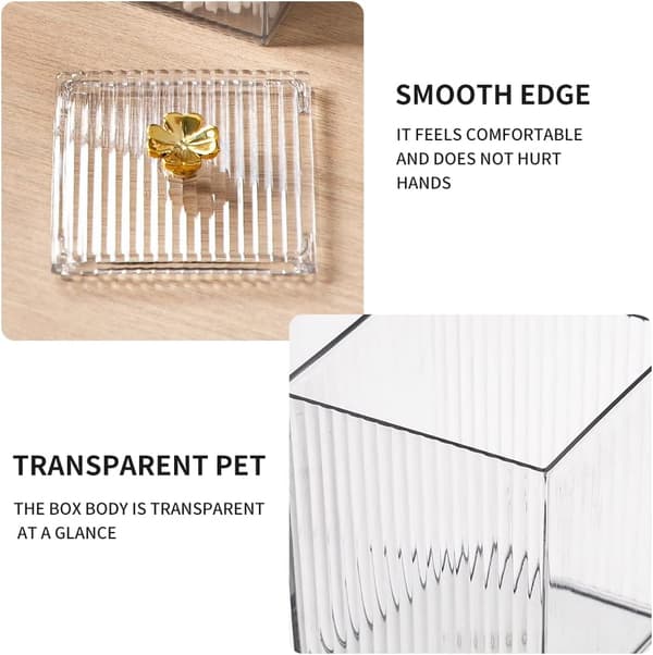 Akrylförvaringslåda för bomullsrondeller, 3-pack, transparent förvaringslåda för bomullspinnar med lock