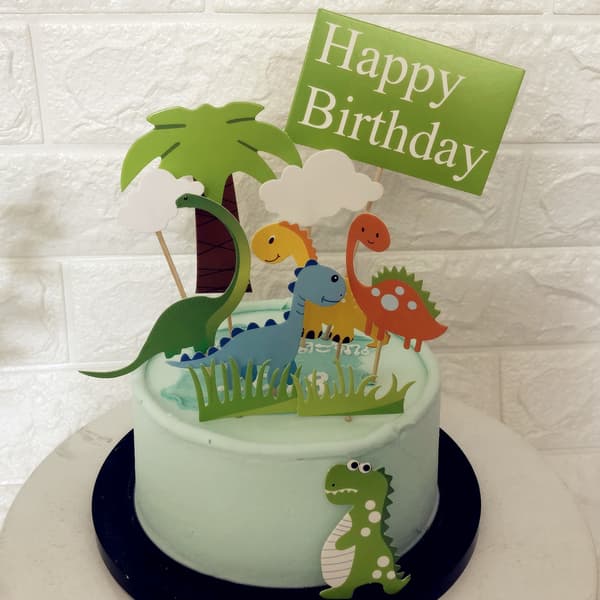 5-delt dinosaur kagepynt/cupcake pynt sæt, velegnet til børnefødselsdage, babyshower og andre lejligheder.