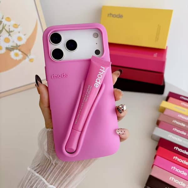 Rhode Lip Gloss Hallon Mobilskal för iPhone 17 16 15 14 13 12 Pro Max B Hallon Jelly Rose red iphone14pro
