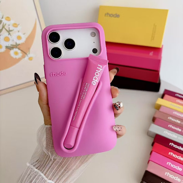 Rhode Lip Gloss Raspberry-telefondeksel til iPhone 17 16 15 14 13 12 Pro Max B Raspberry Jelly Rose red iphone17