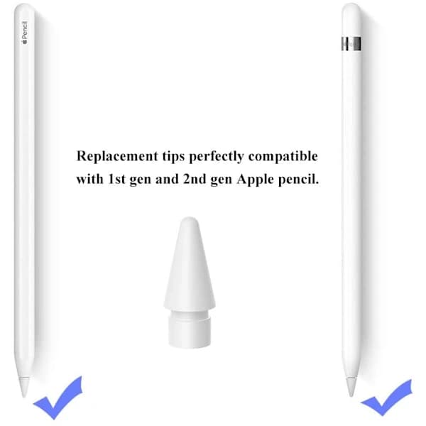 Hvite erstatningstupper for Apple Pencil 1 og 2