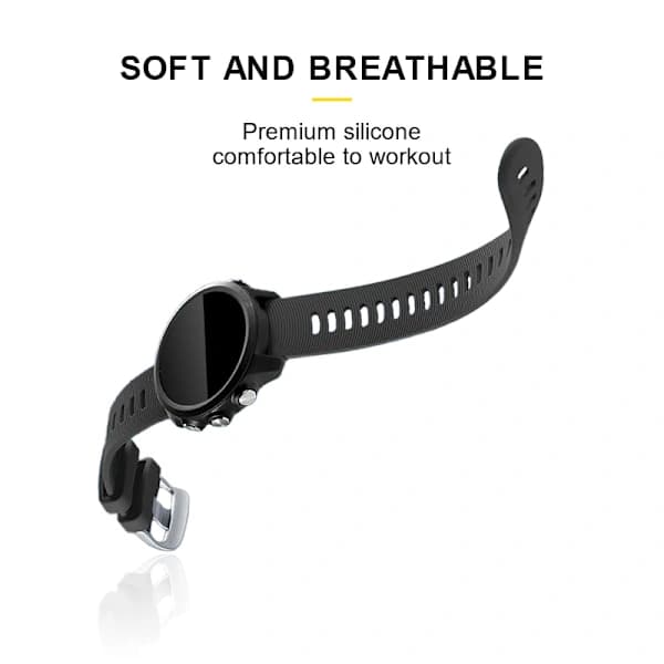 Silikonklokkerem til Garmin Forerunner 245, svart, 20 mm.
