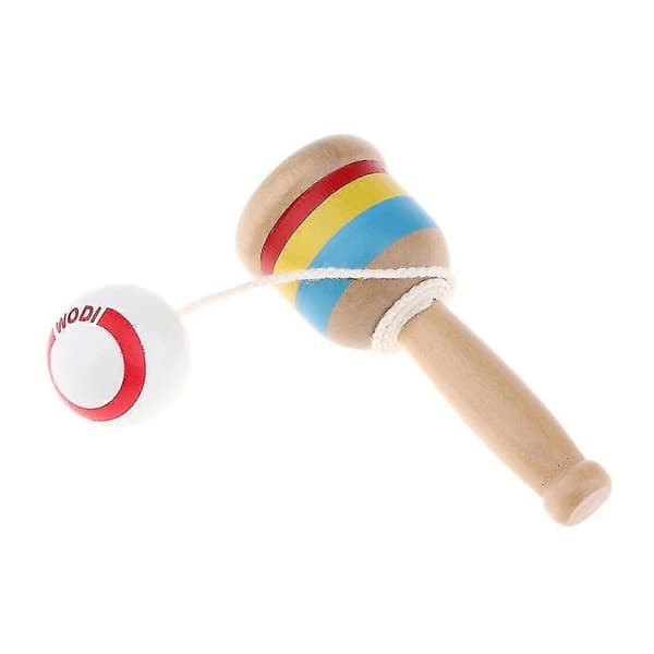 10 klassiske japanske Kendama-koppballspill i tre (hvit)