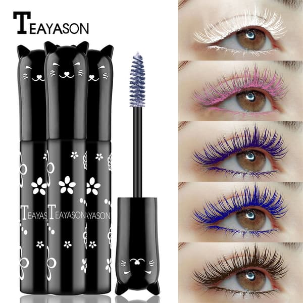 Farverig Mascara, Vandfast Langtidsholdbar Tyk Mascara Pink