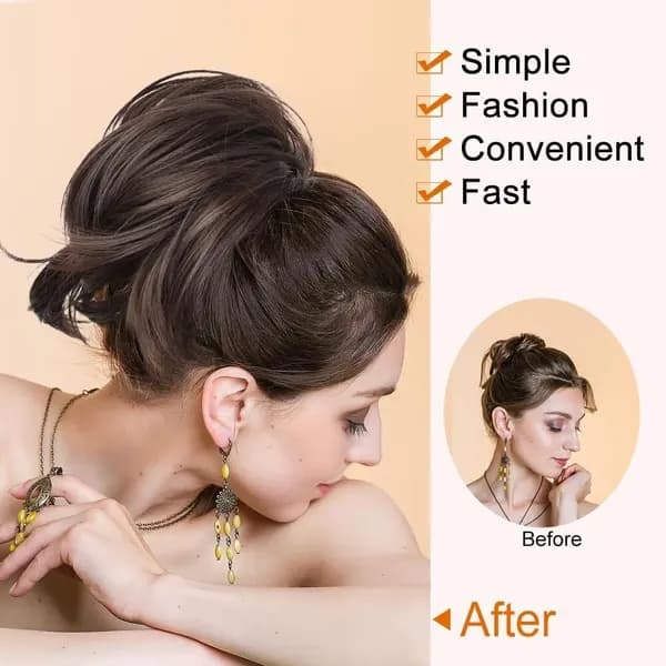Messy Bun Hårförlängning, Klo Clip Kort Hästsvansförlängning Q8