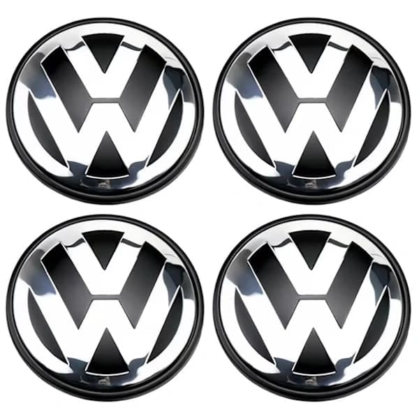 4-pack Volkswagen navkapslar - hjullogotyp 56mm silver