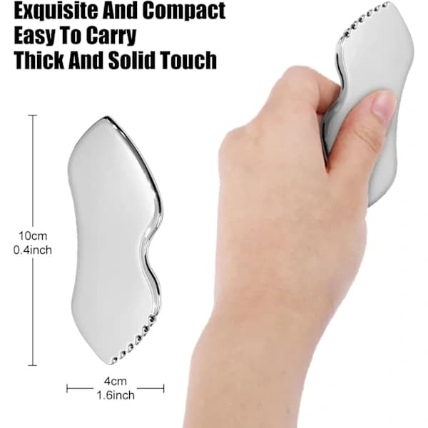 Gua Sha-bräda, ansikts-gua sha-bräda, formad gua sha-bräda i rostfritt stål, slät yta kroppsvård gua sha-bräda