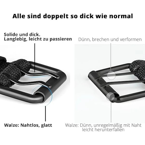Plus-Size Herrebælte – 120 cm Nylon Dobbeltringbælte – Unisex – Sort
