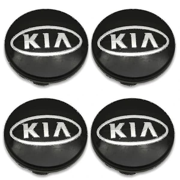 Sorte Kia Bil Fælg Centerkapsler Navkapsler 60mm 4 stk. Til Picanto, Rio, Forte, Ev, Soul, Ceed