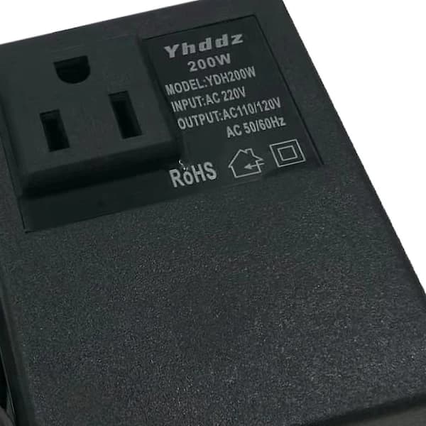 200W spenningsomformer, 220V til 110V nedtrappingstransformator, reiseadapter, europeisk standard pluggomformer