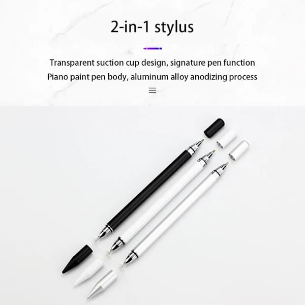 2-i-1 styluspen med skrivefunktion, hvid, enkeltpakke.