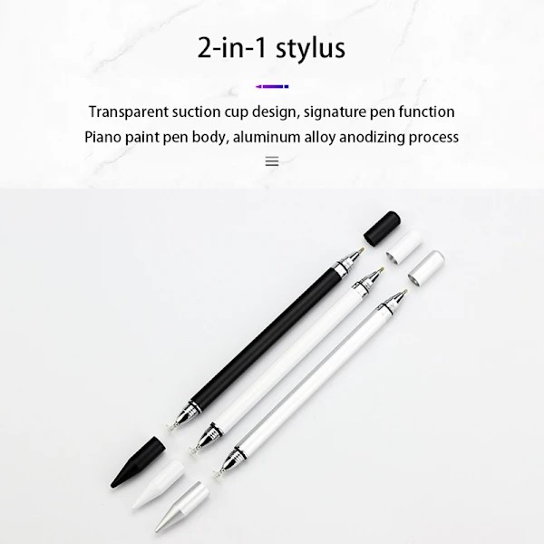 2-i-1 styluspenna med skrivfunktion, vit, enkelpack.