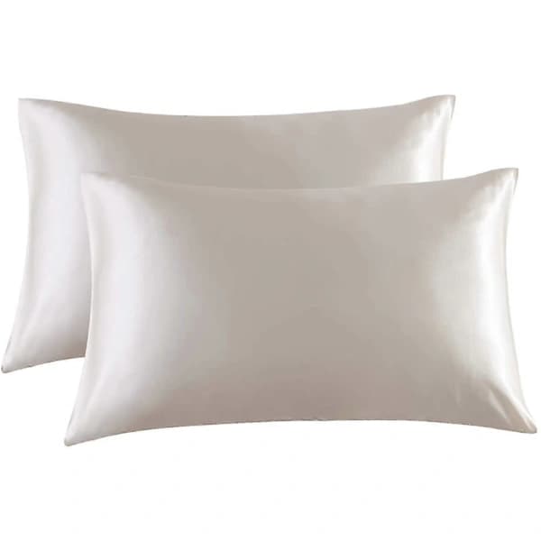 2-pak pudebetræk - Satin pudebetræk, 50 x 91 cm, beige