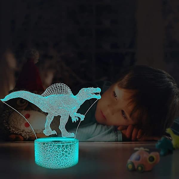 Dinosaur 3D Natlampe Spinosaurus Illusion LED Sengelampe 16