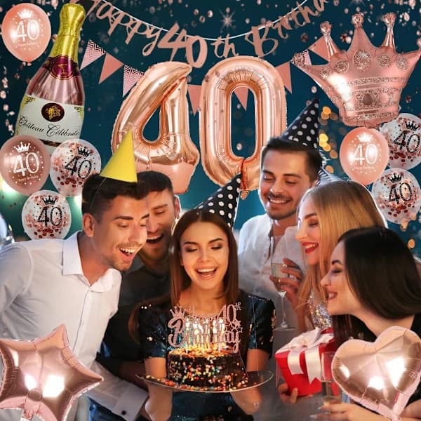 40-årsdag dekorasjon for kvinner, Rosegull 40-årsdag dekorasjoner
