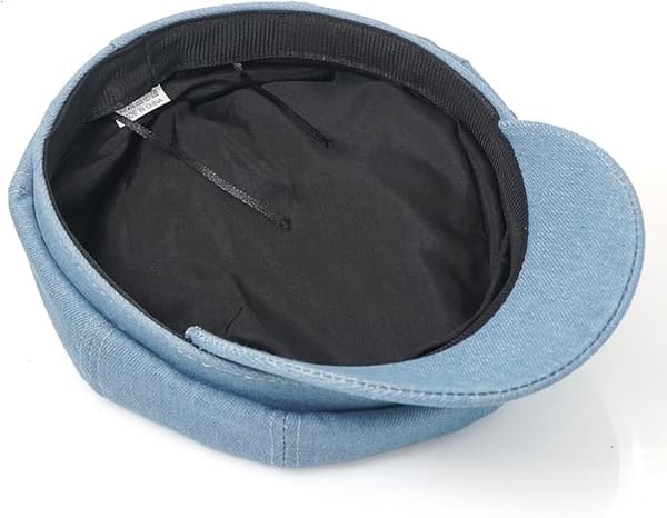 Denim baret til kvinder, hat i fransk stil, vasket sixpence