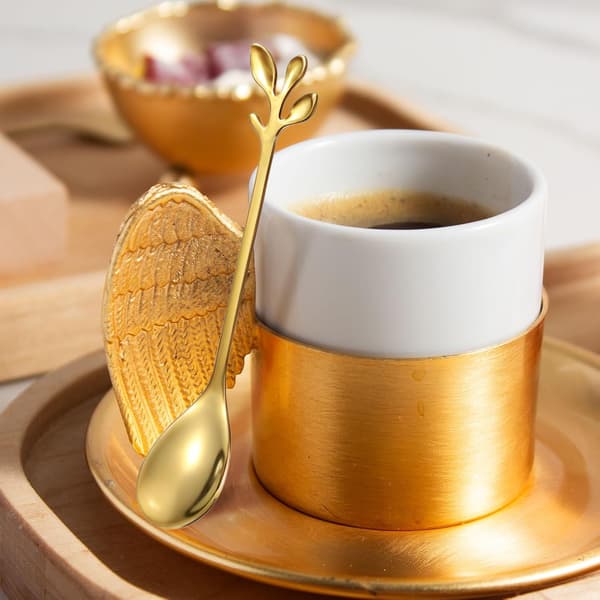 10 guldskeer til kaffe, små skeer, velegnet til te, espresso, desserter, sødt sæt i rustfrit stål
