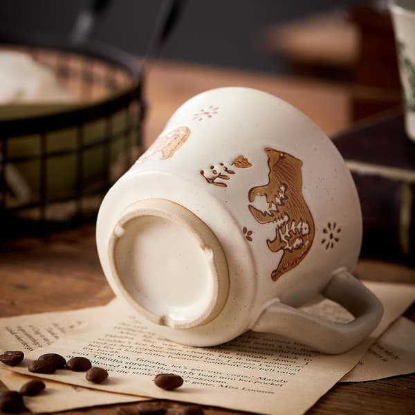 Vintage Keramisk Kaffemuggset (2 delar) - (Djurtryck)