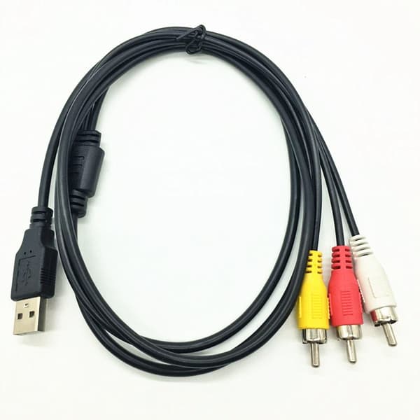 USB til 3RCA lyd/video A/V videokameraadapterkabel, egnet for TV-er, Mac-er og PC-er.