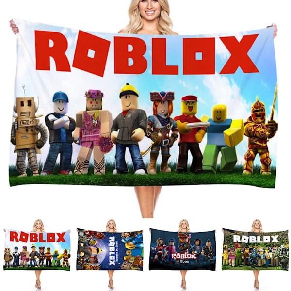 Roblox Mikrofiber Badehåndklæde Strandferie Camping for Voksne og Børn D 75*150cm