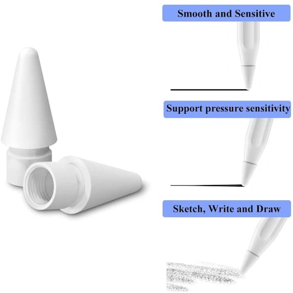 Hvite erstatningstupper for Apple Pencil 1 og 2