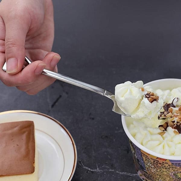 Kaffeskeer i rustfrit stål, 4-delt spatelformet dessertske og teske sæt