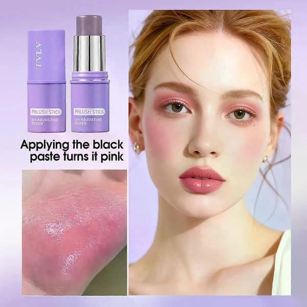 Justerende Blush Stick Multi-Anvendelig Cremefarve til Kinder og Læber, Forfriskende Nærende Formel 2pcs