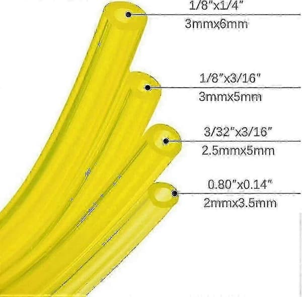 Bränsleslang, bensinslang, bensinslang, 4 slangar med olika diameter, 1 meter lång slang, lämplig för