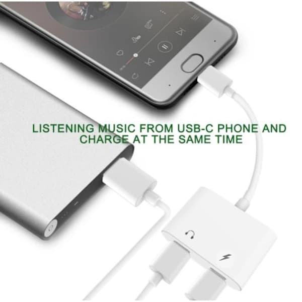 USB-C-sovitin kuulokkeille ja laturille