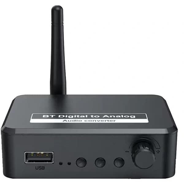 Bluetooth lydadapter - BT 5.3 - SPDIF/3.5mm AUX/RCA/USB - Bluetooth lydmottaker - B35T - Svart