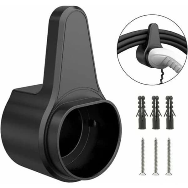 Type 2 Ladekabelholder Sikkerhedsdesign Oplader Type 2 Wallbox Wallbox EV Ladekabelholder Stærk ABS Bilopladerholder - Sort