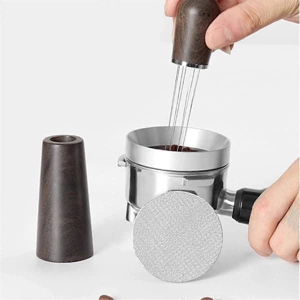Kaffe rørepind/rørenål - Espressoudstyr, pulverringssæt i rustfrit stål, 58 mm