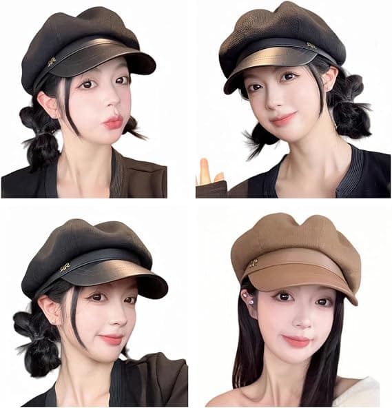Dameberet, sixpence, klassisk fransk åttekantet hattestil, beret