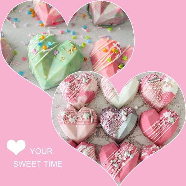 Hjerteformet silikoneform, mini chokoladeform til bagning, pink