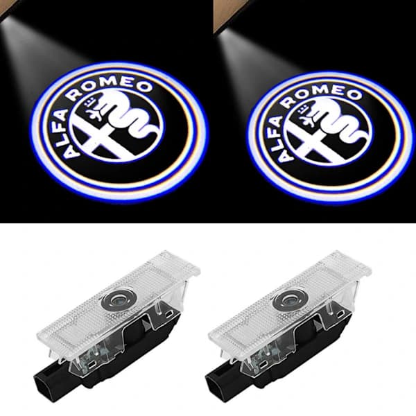 Sett med 2 C#Bilprojeksjonsdører Alfa Romeo Logo Lys Dørbelysning Begynner LED-belysning Velkomstprojeksjonslys