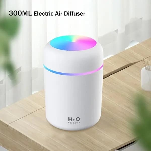 Eterisk Olja Diffuser Luft Aromaterapi LED Aroma Vit Mörkgrå
