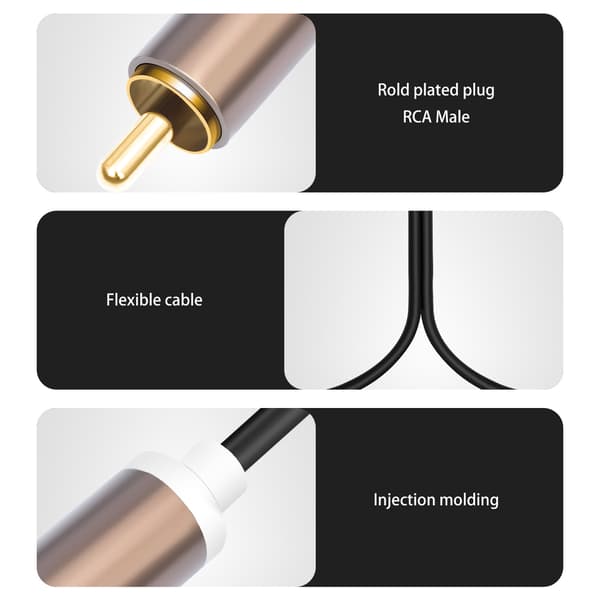 2RCA-2RCA uros kullattu äänikaapeli, 1 metri.