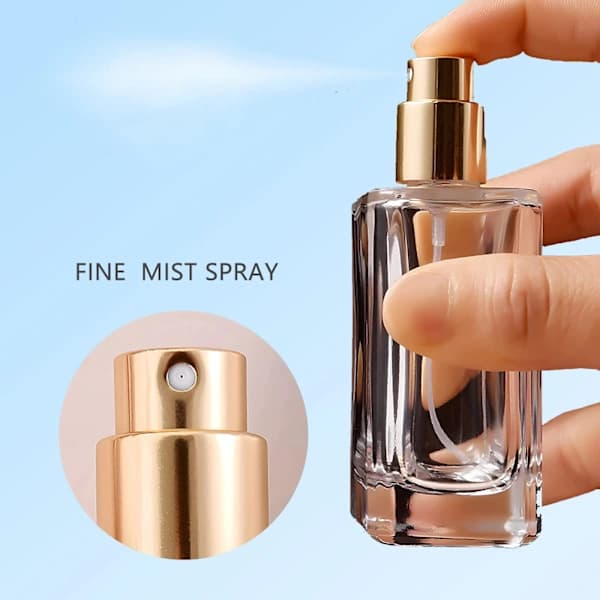 Påfyllningsbar parfymsprayflaska, glasflaska, guld, 50ml.