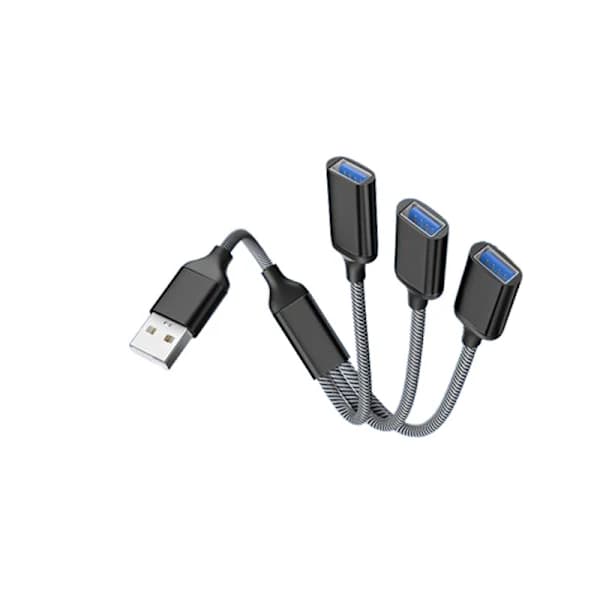 USB-hub-splitter – 3-porter, svart