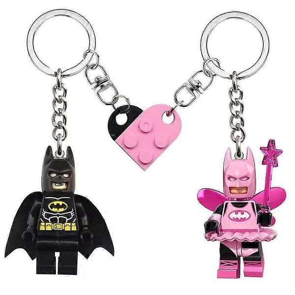Helt ny eksklusiv rosa fe Batman LEGO nøkkelring, en perfekt Valentinsdag-gave til par.